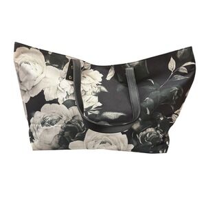 Lulu Dharma Dark Floral Oversized Tote Bag Carryall Garden Everyday Travel